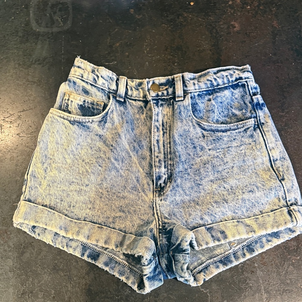 American Apparel High-Rise Acid Wash Denim Shorts
